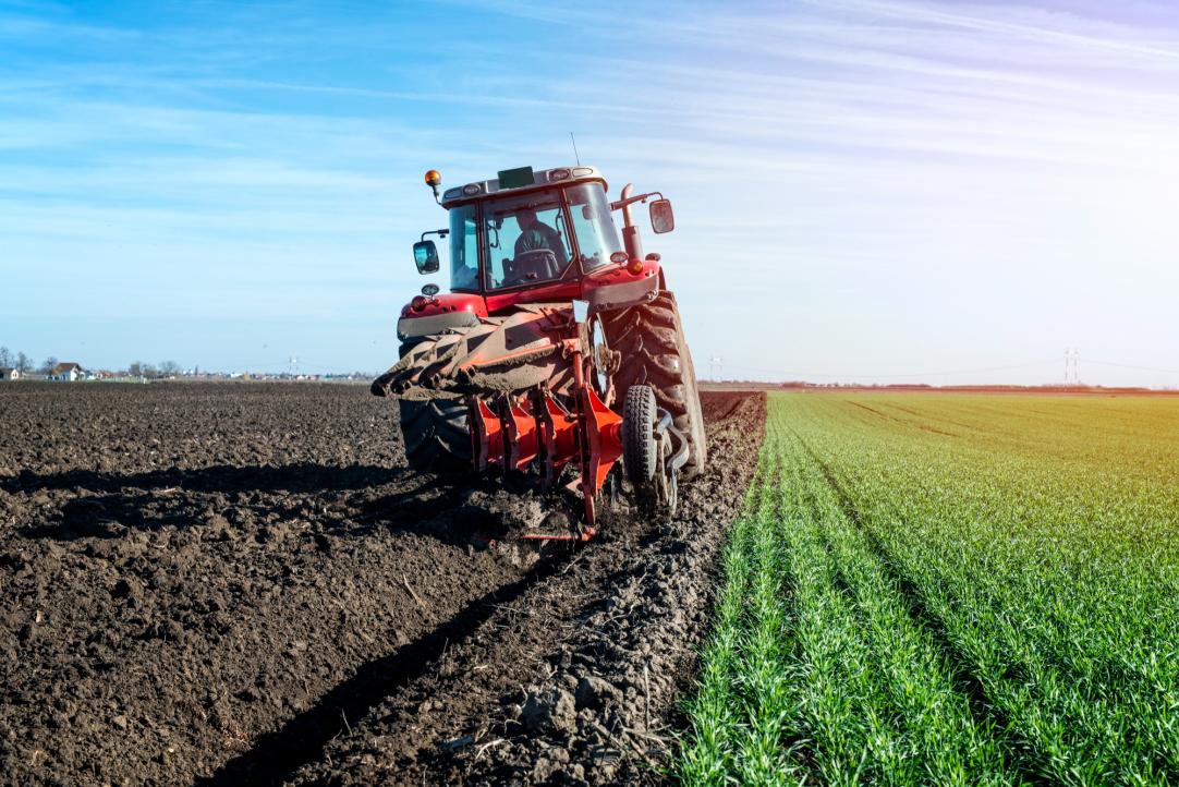 A tractor on a field